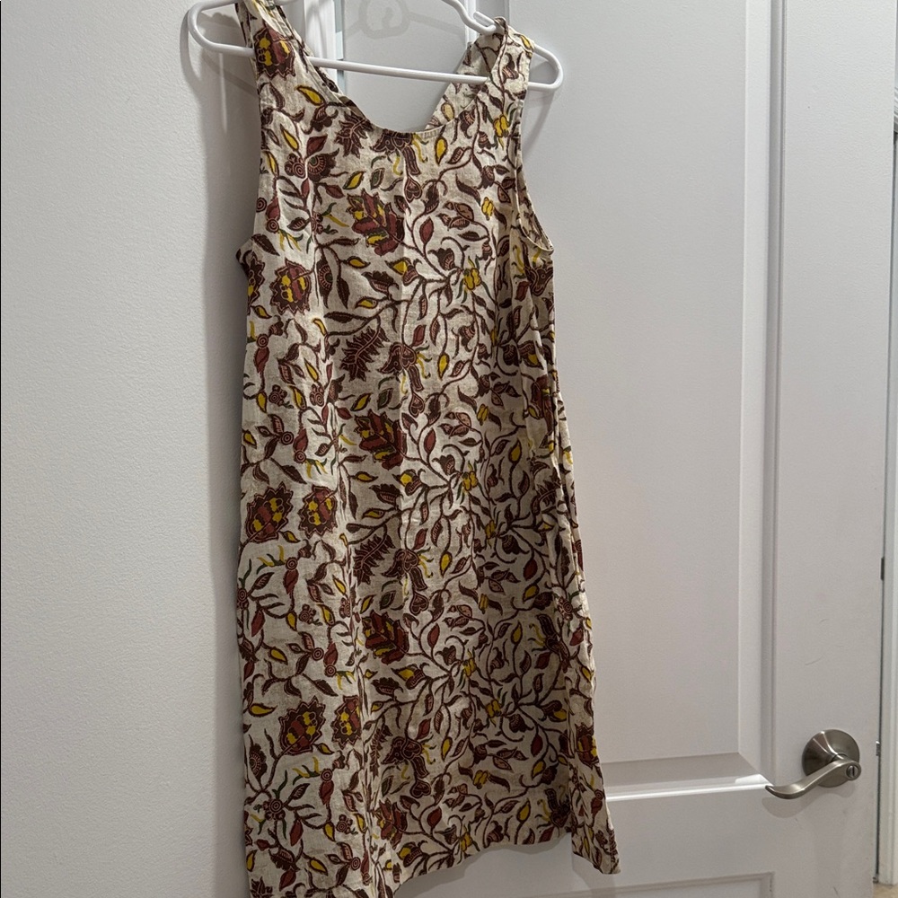 Rachel Zoe Cream and Brown linen Floral Mini Dress